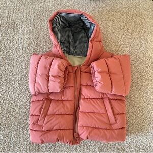 Petit Bateau Baby Girl Hooded Puffer Jacket Sz 12months Rosewood